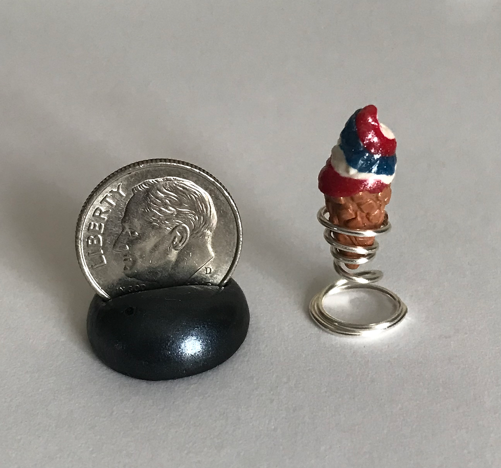 Thumbnail: One Mini Dollhouse 4th of July Red, White and Blue Ice Cream Cone in Holder