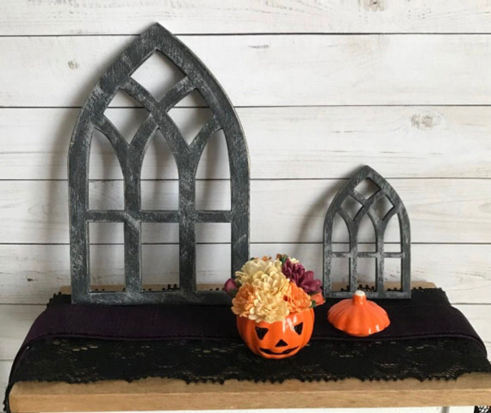 Thumbnail: Mini Dollhouse Halloween 1:12 Floral Ceramic Pumpkin or Black Cathedral Windows