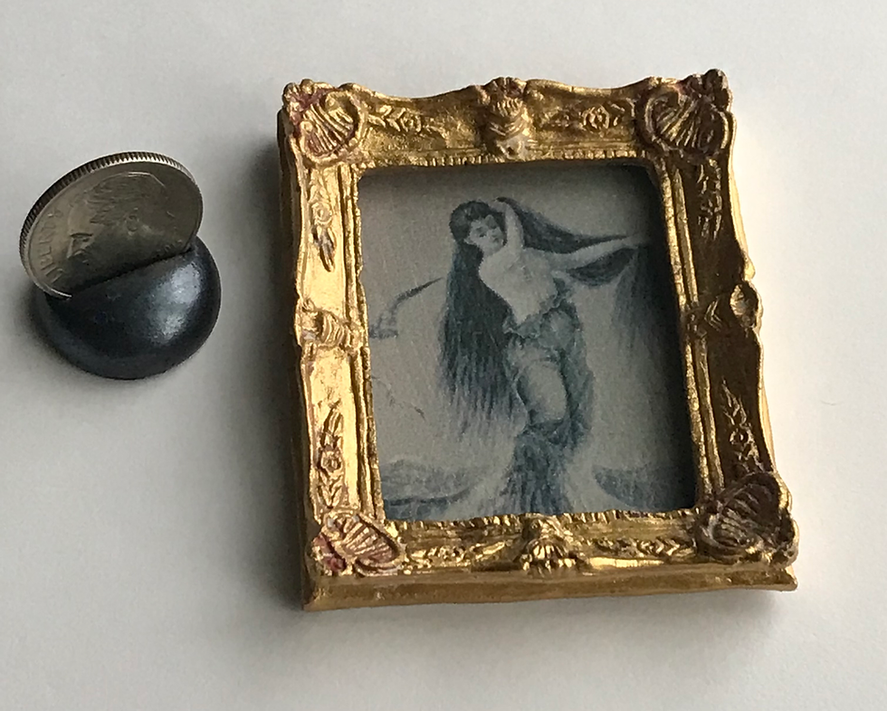 Thumbnail: Miniature Dollhouse Mermaid Picture with Resin Shell Frame, Mermaid Beach Mini