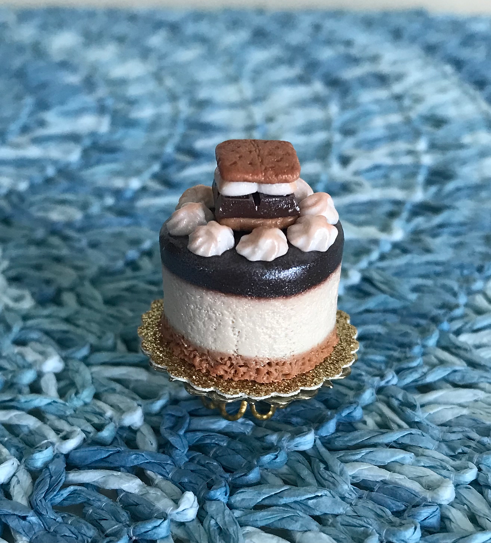 Dollhouse S'mores Cheesecake on Metal Tray, Mini 1:12 Scale Fall Sweet
