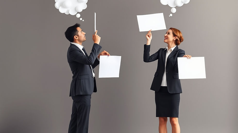 business male and female thinking