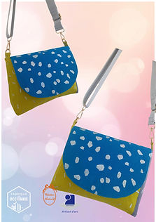Sac en lin bleu, argent et anis Orion