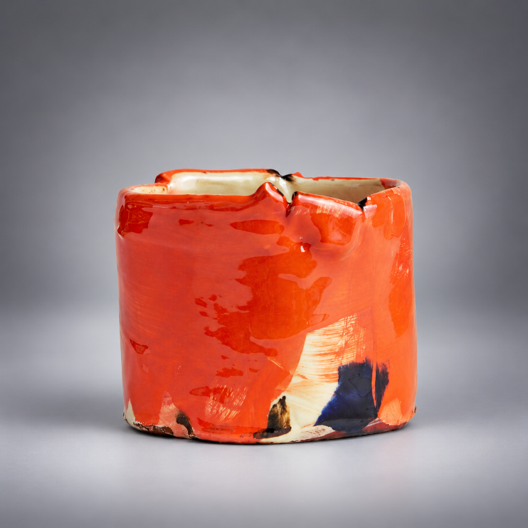 Barry Stedman 'Thrown altered Vessel with blue/orange'