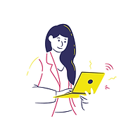 illustration of woman using laptop against a white background