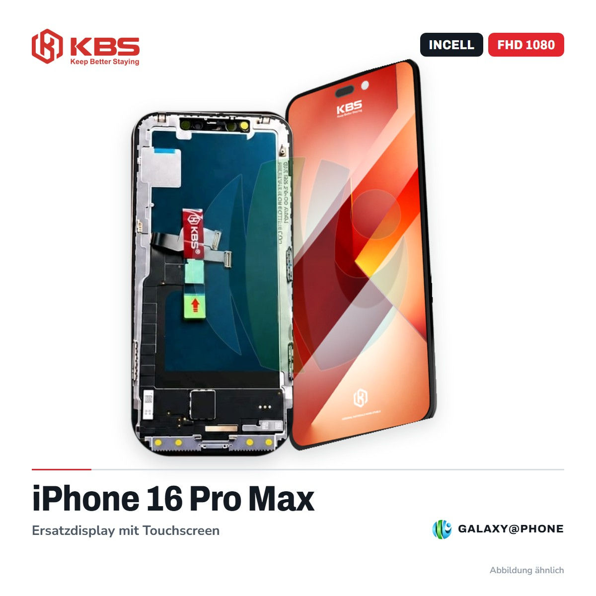 iPhone 16 Pro Max Display KBS Incell FHD 1080 – Ersatzdisplay mit Touchscreen