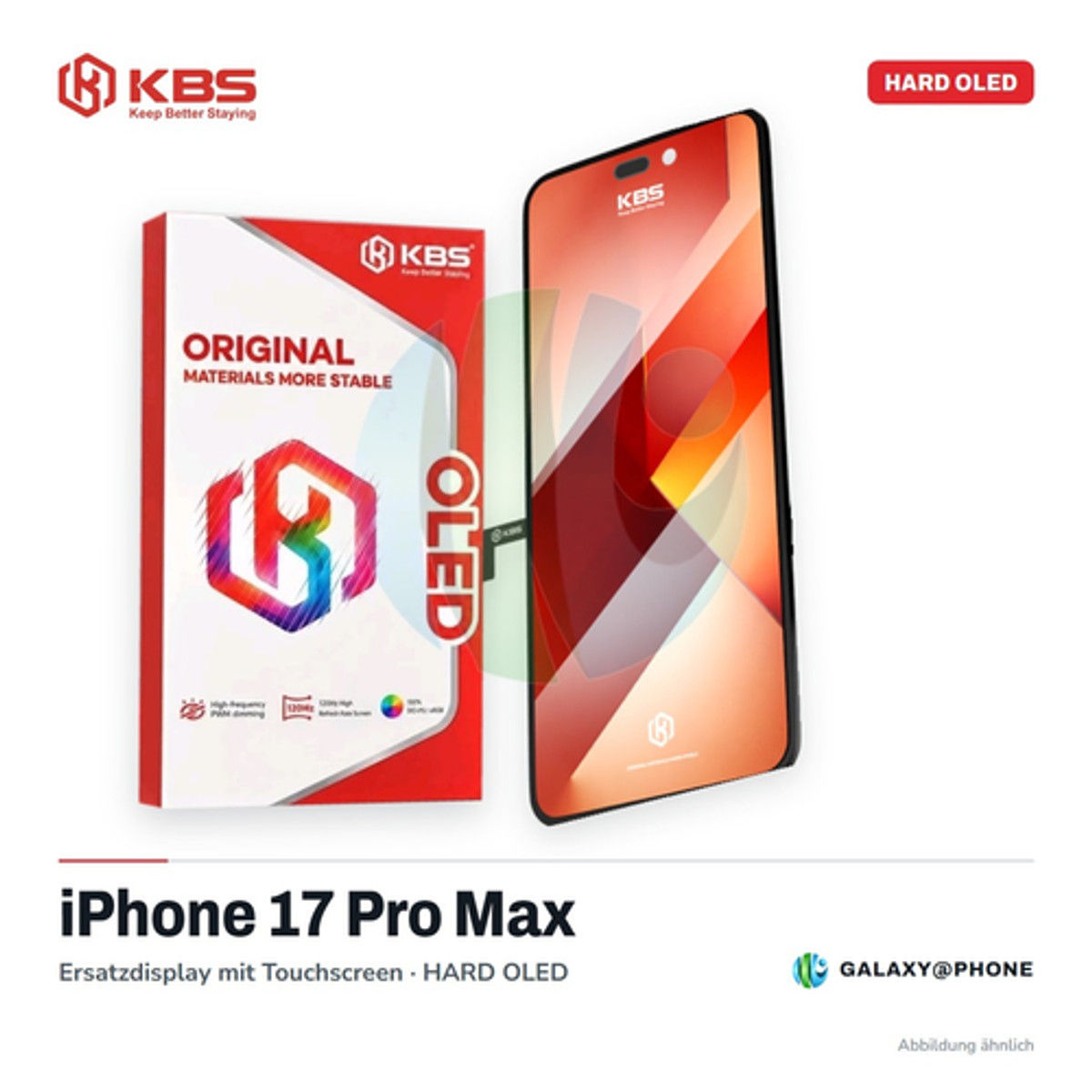 iPhone 17 Pro Max Display KBS Hard OLED – Ersatzdisplay mit Touchscreen