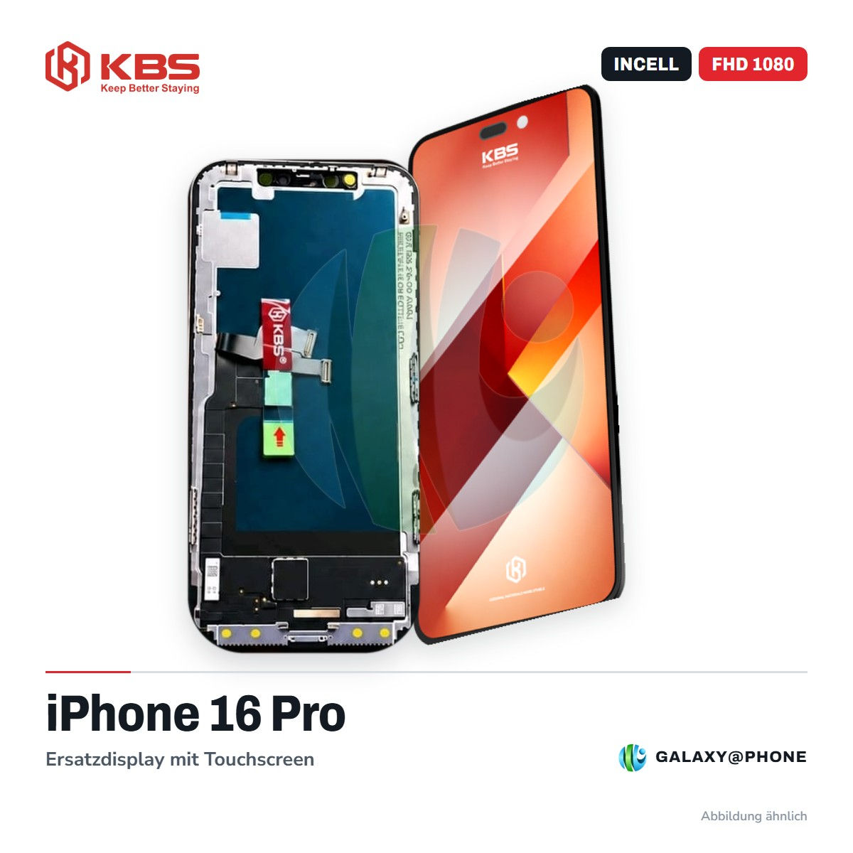 iPhone 16 Pro Display KBS Incell FHD 1080 – Ersatzdisplay mit Touchscreen