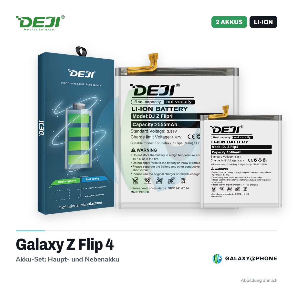 Samsung Galaxy Z Flip 4 Akku DEJI Set (Haupt- und Nebenakku)