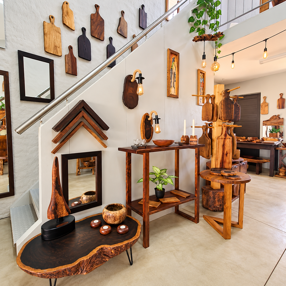 Warmly lit furniture showroom
