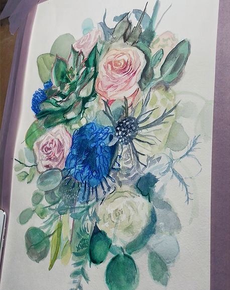 watercolor wedding bouquet painting