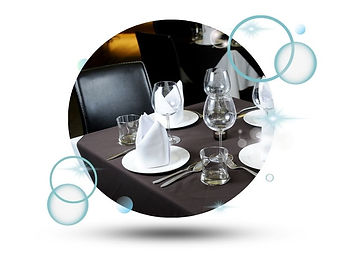 Restaurant linen hire Bury — crisp white tablecloths set for dining service in a Bury restaurant