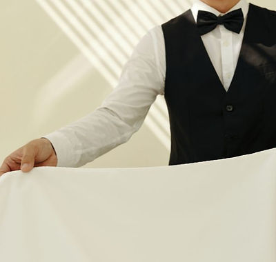 Restaurant table white tablecloth napkin hire North West hospitality