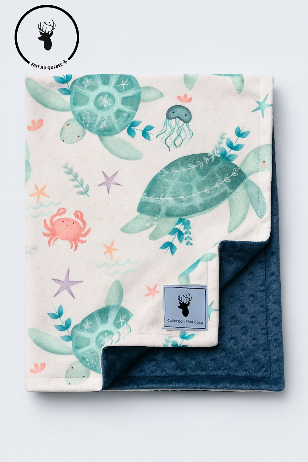Doudou en minky | Enfant | Tortue de mer