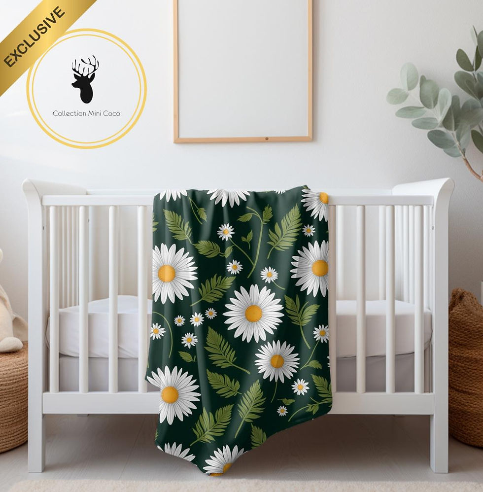Doudou en minky | Enfant |Marguerite sur fond vert