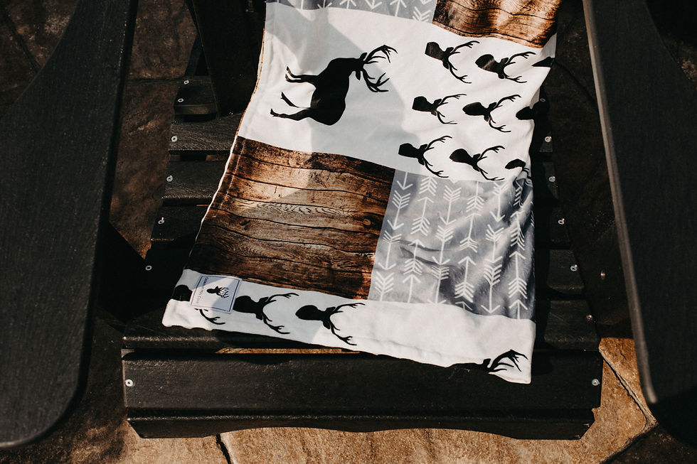 Doudou en minky | Literie | Patchwork chevreuil et bois