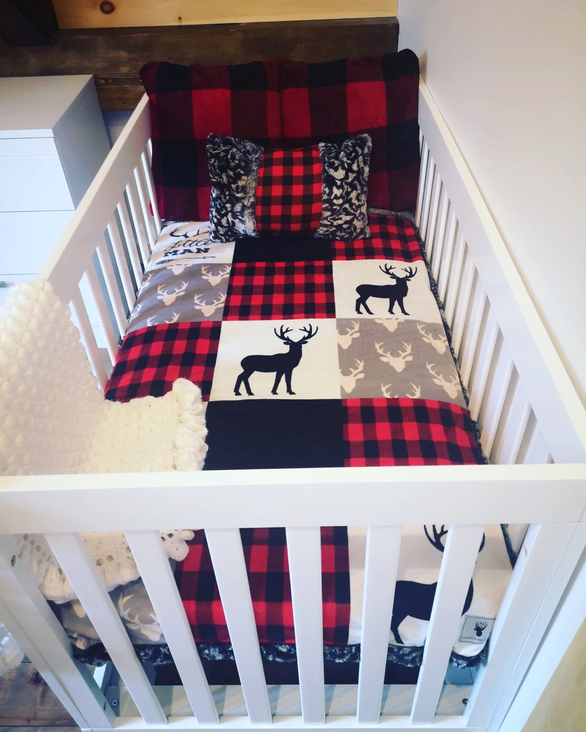 Doudou en minky | Literie | Patchwork rustique et fourrure