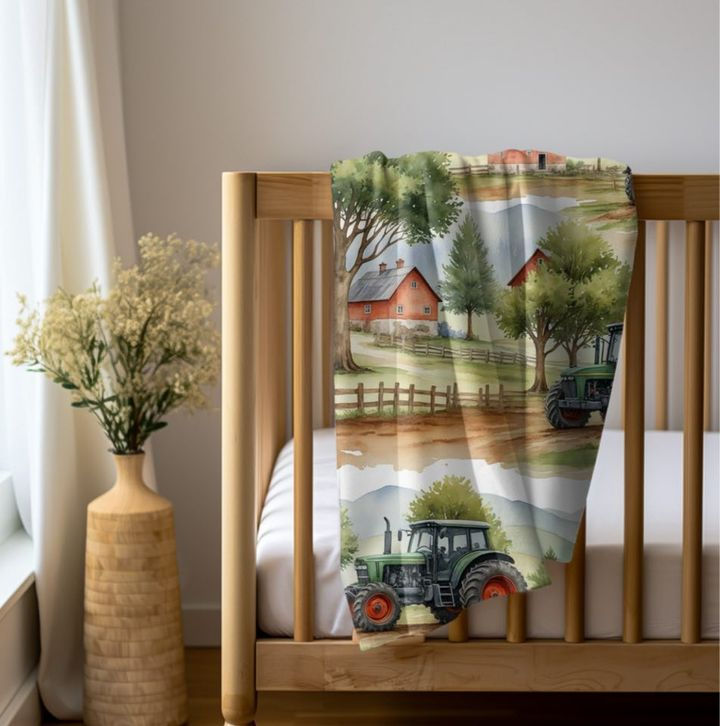 Doudou en minky | Enfant |Tracteur des prés