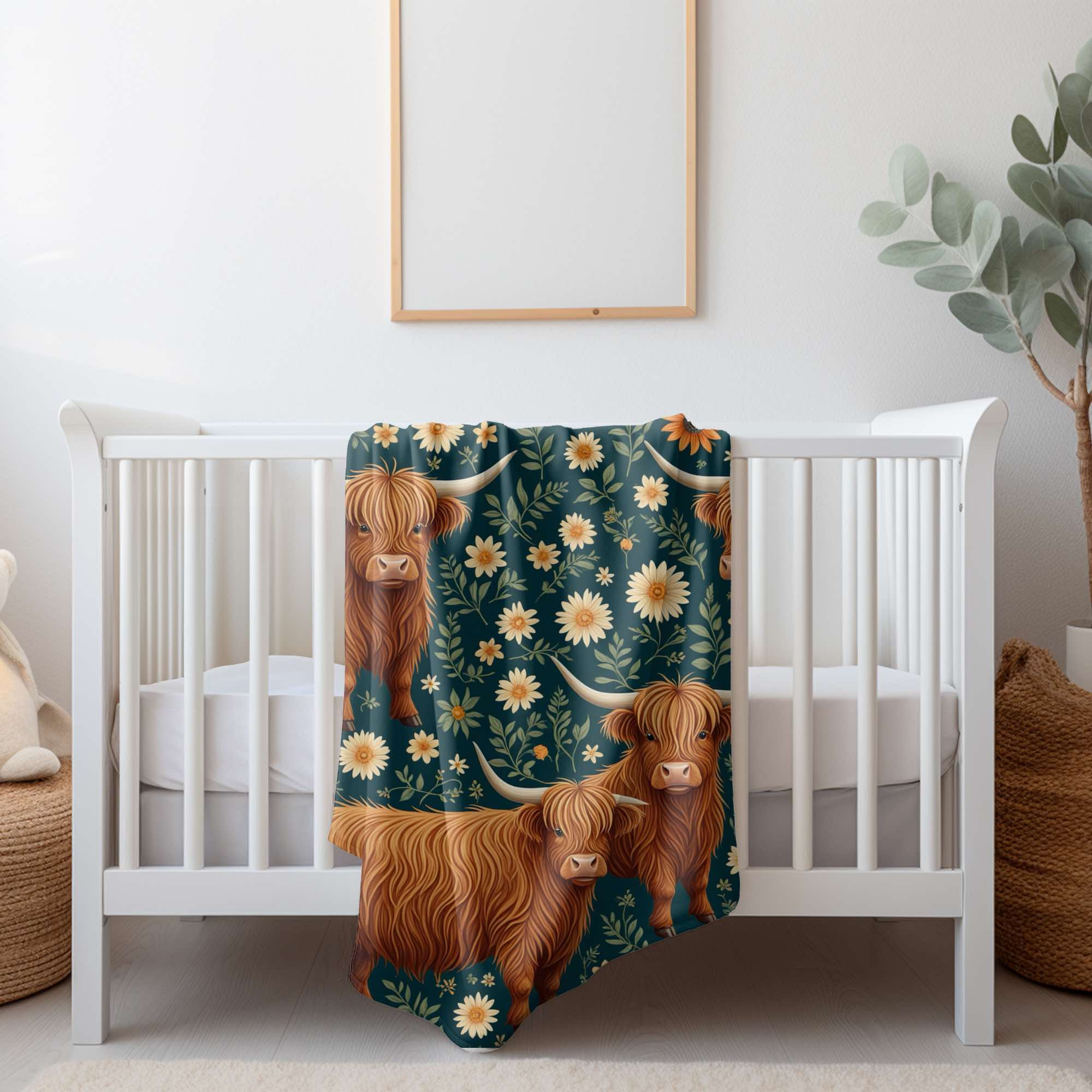 Doudou en minky | Enfant |Vache highland floral