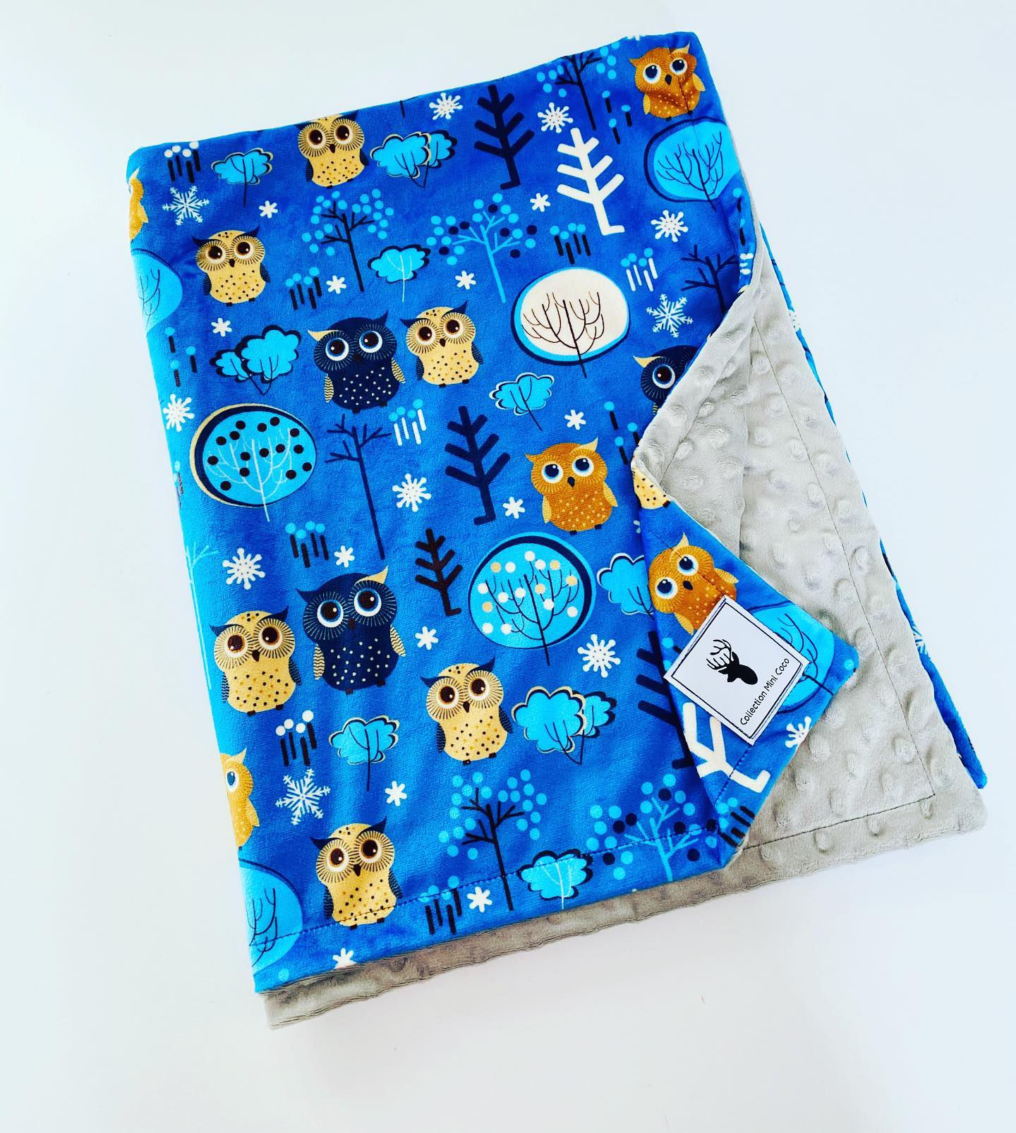 Doudou en minky | Enfant | Hiboux oranges