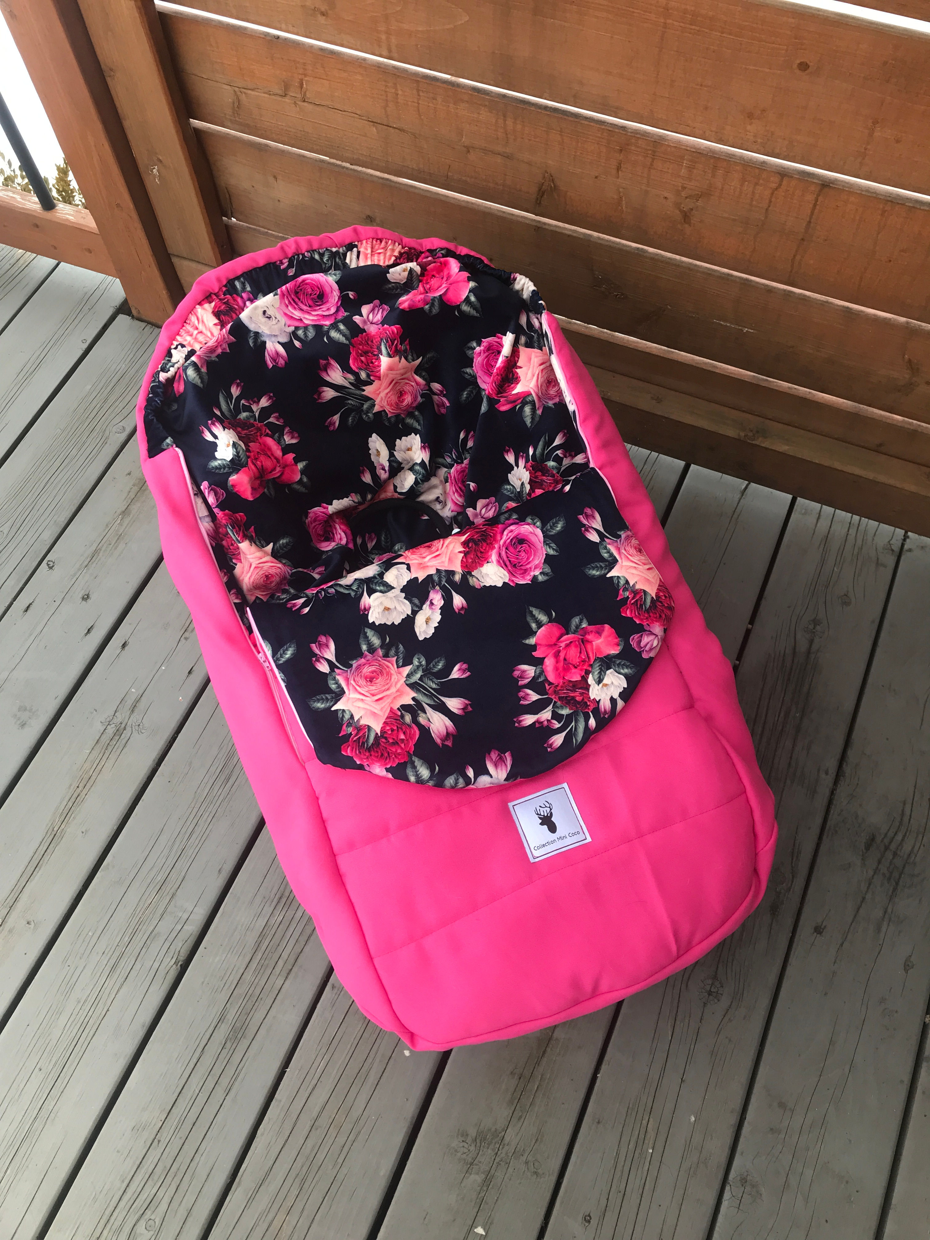 Housse de coquille mi-saison | Minky floral marine