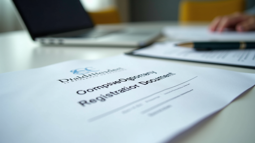 Close-up view of Seychelles company registration documents on a desk