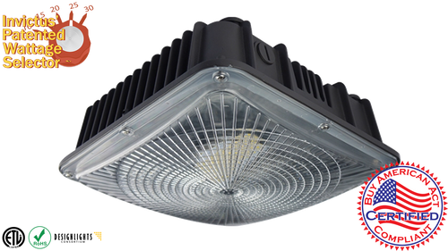 Watt-Selectable LED Canopy Fixture | Invictus Lighting