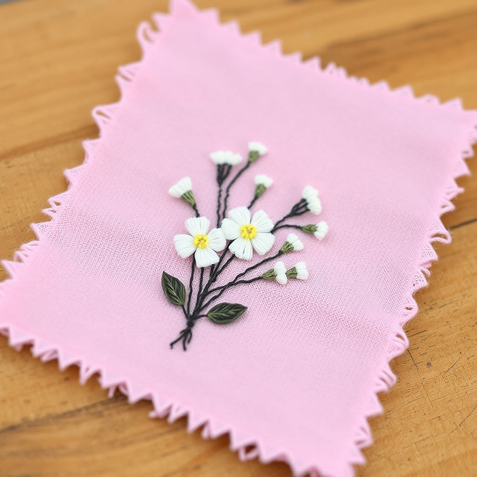 Small embroidered swatch of white flowers on pink linen.jpg
