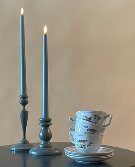 Real wax LED candles in blue upscale weddings