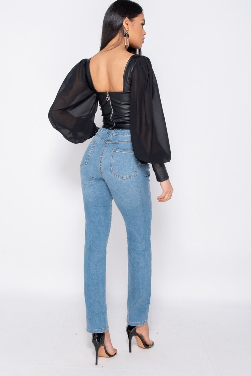 Thumbnail: Faux Leather Corset - Black