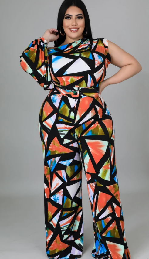 Thumbnail: Chasity Multi-Print Jumpsuit - Plus