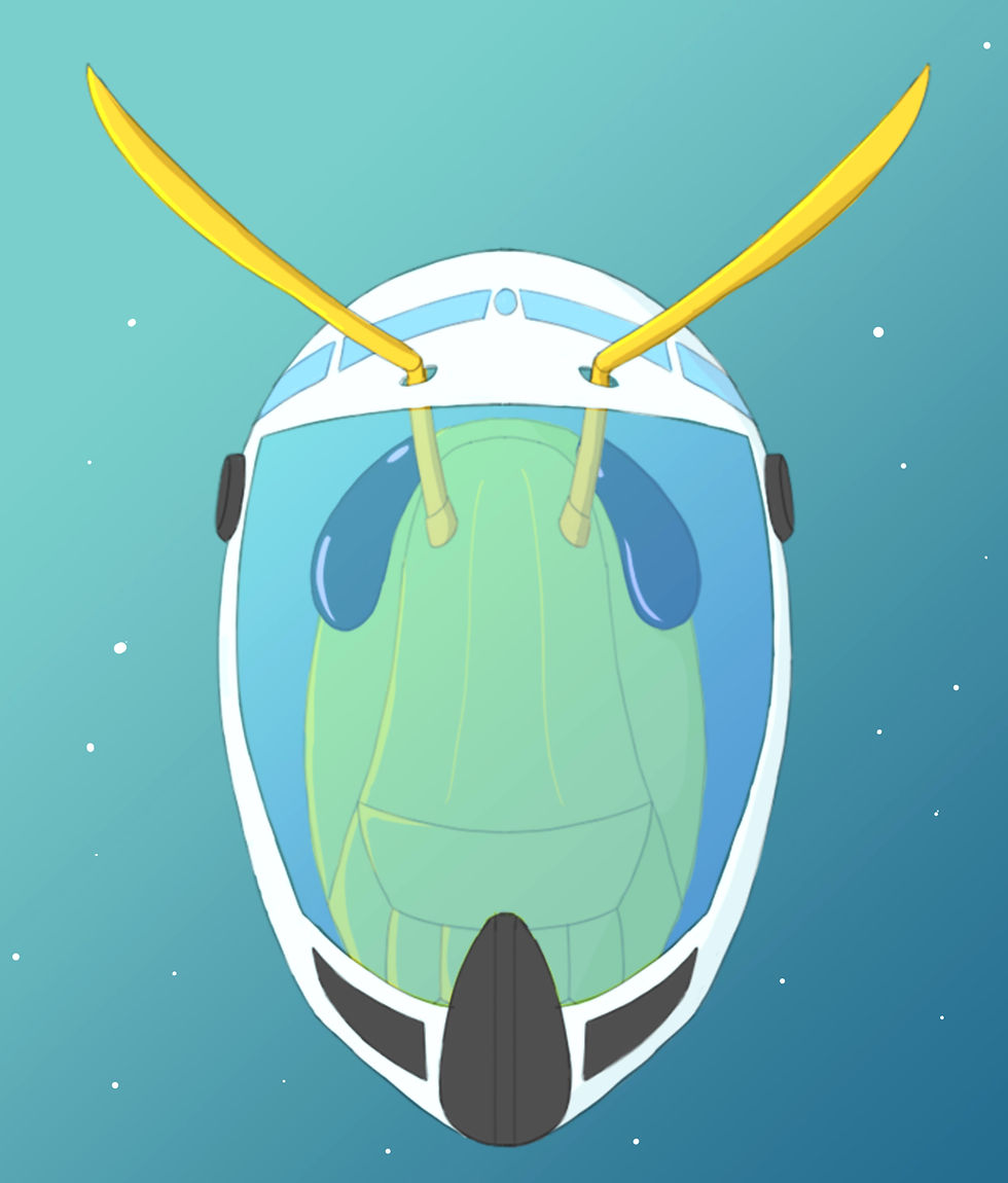 Grasshopper in a space helmet