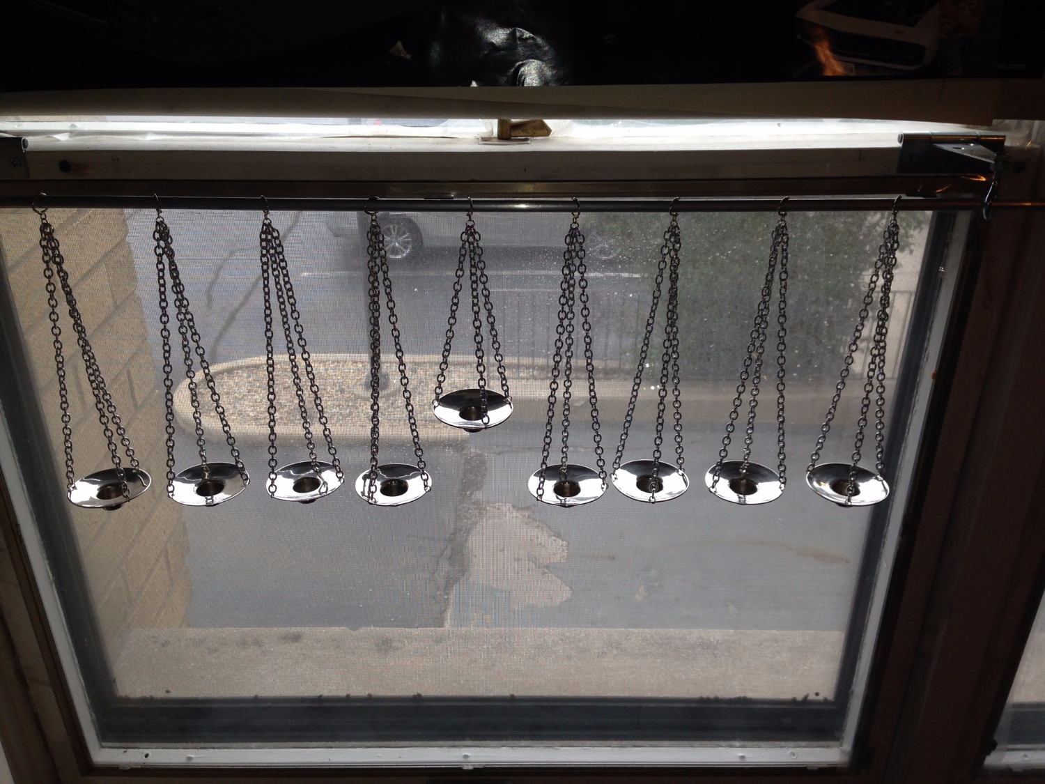 HANGING  menorah - nickel plated silver