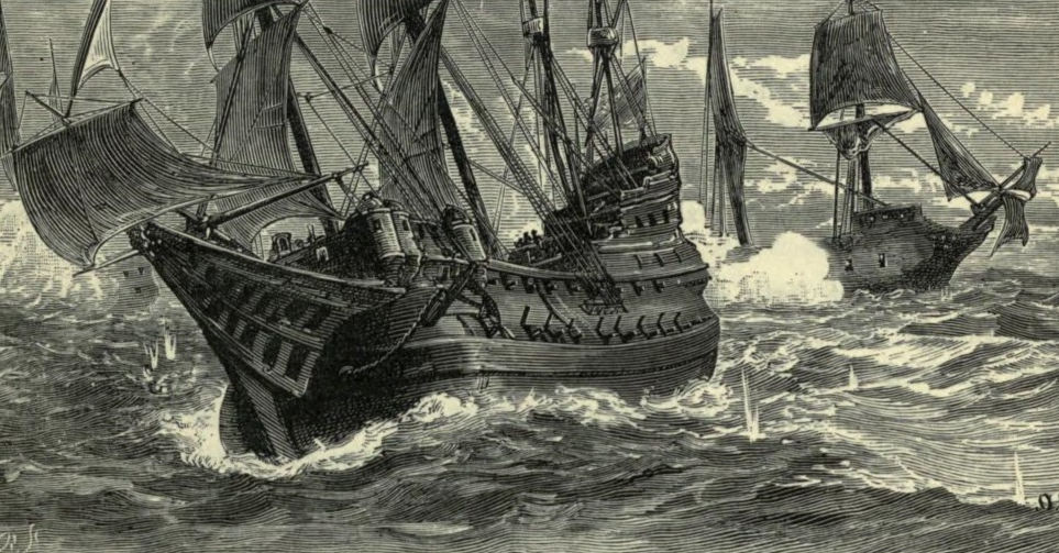Batalla entre barcos portugueses y británicos en 1592