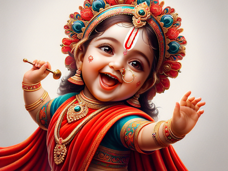 Unveiling the Untold Tale: Radha's Enigmatic Dance for Shri Krishna in her Radiant Red Saree