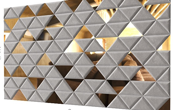 LEATHER AND GOLD MIRROR WALL DESIGN