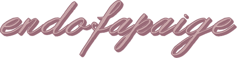 text 'endofapaige' in a varying purple colour and a cursive font