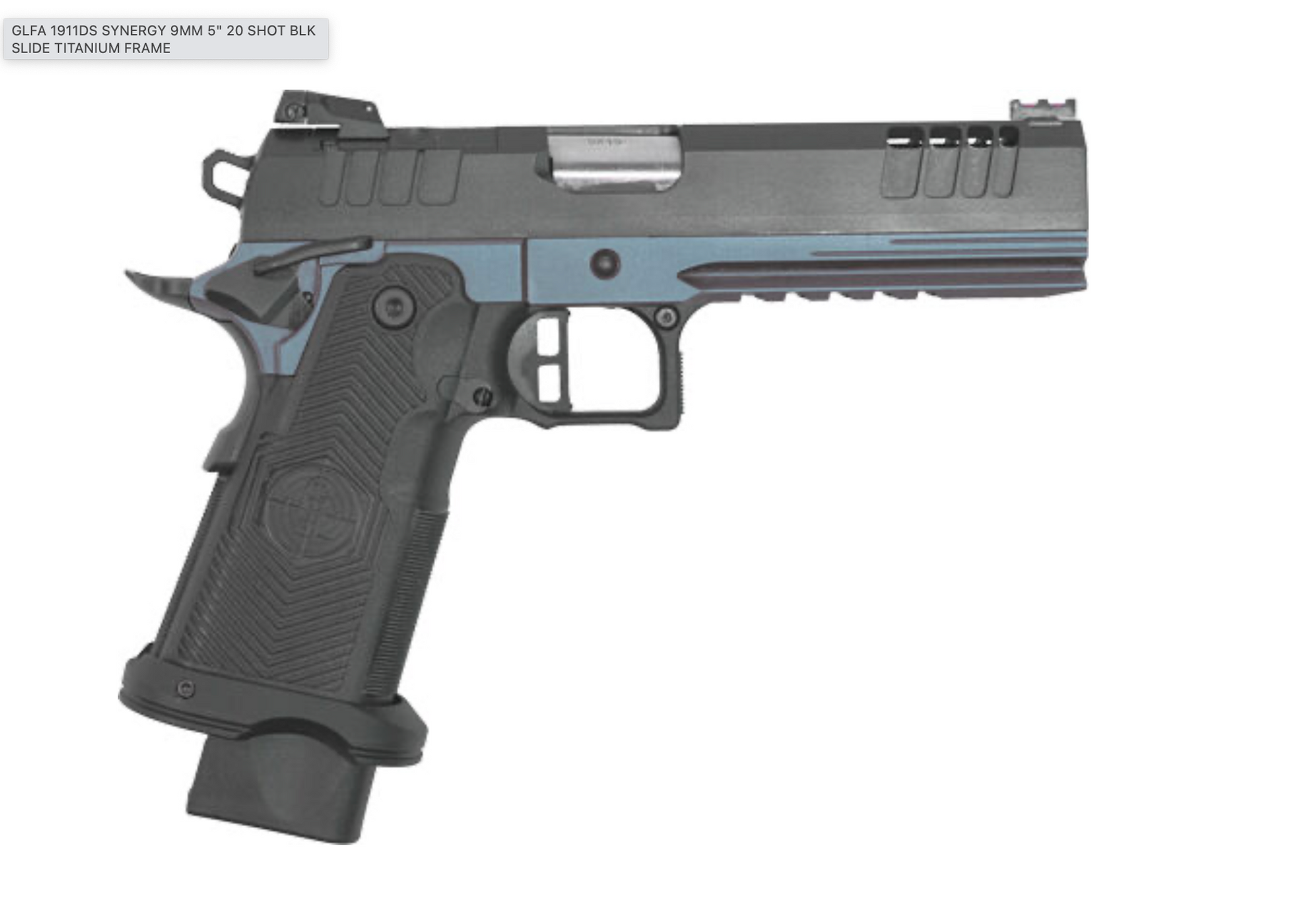 GLFA 1911DS SYNERGY 9MM 5" 20 SHOT BLK SLIDE TITANIUM FRAME