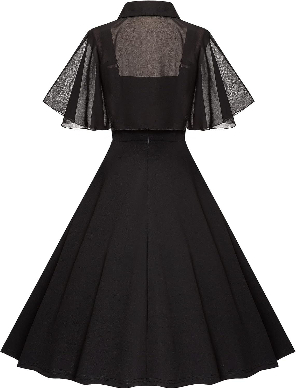 1950s Dresses for Women Vintage Goth Swing Cocktail Dress with Pockets and Chiff