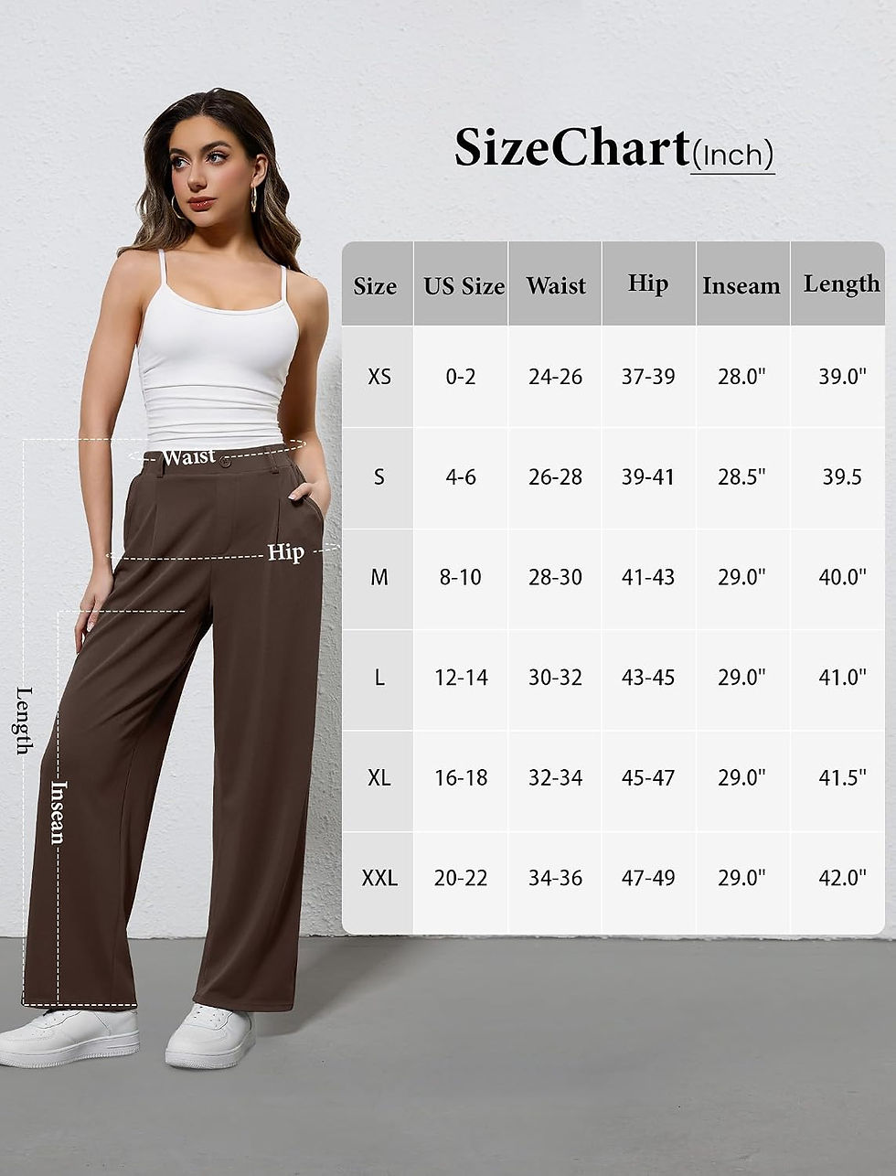 Thumbnail: DLOODA Wide Leg Dress Pants for Women, Pull on Elastic Stretchy Work Pants High 