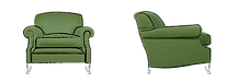 illustration of lounging around green rushton lounge armchair