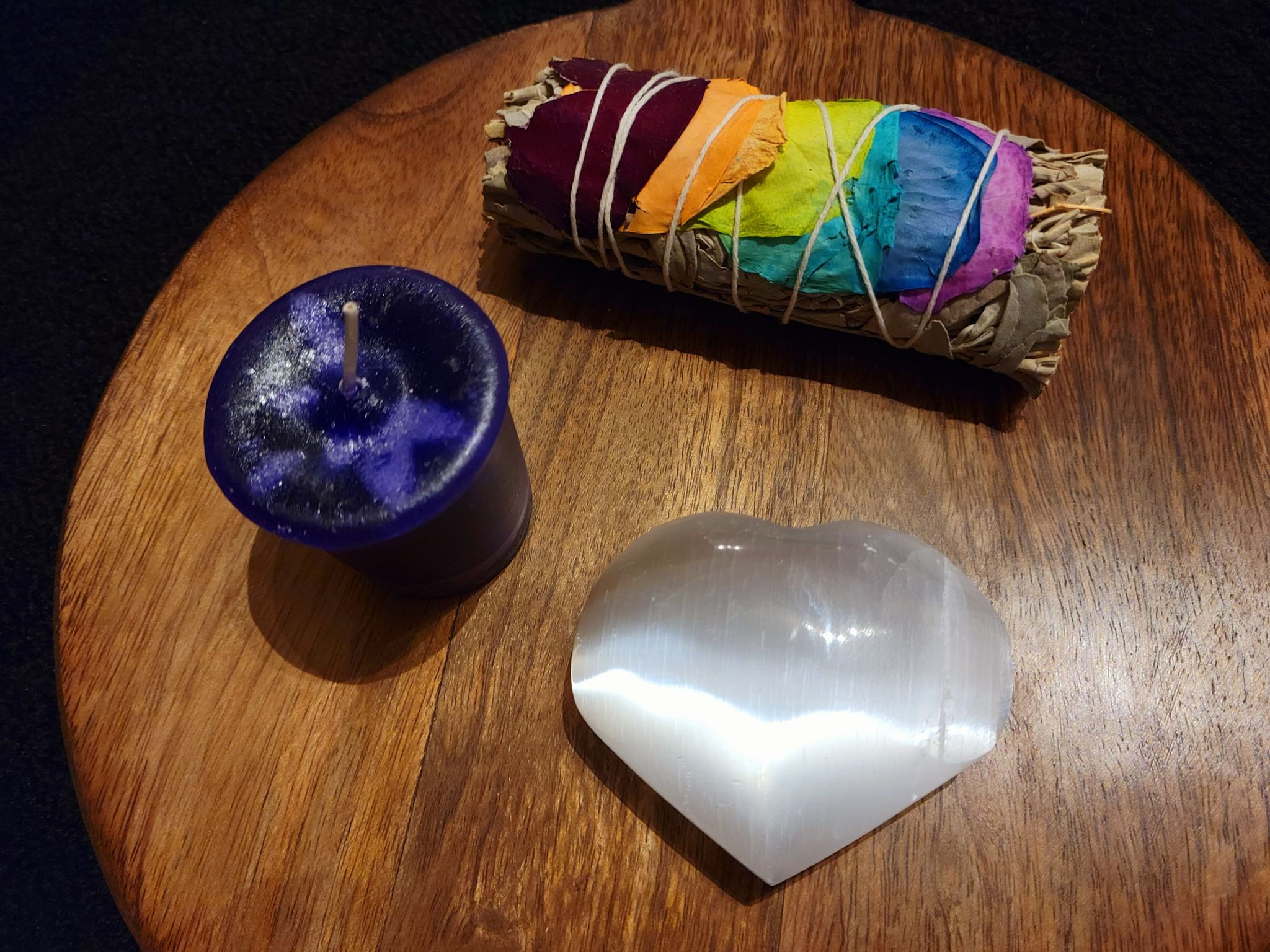 Selenite Heart Worry Stone