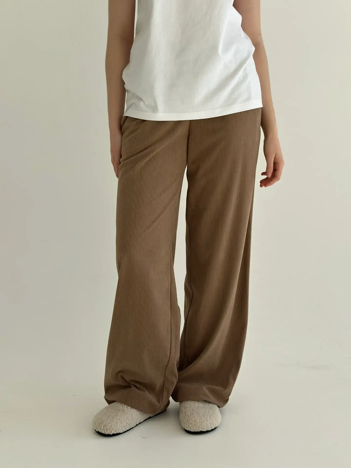 Вельвет штани прямі бежеві