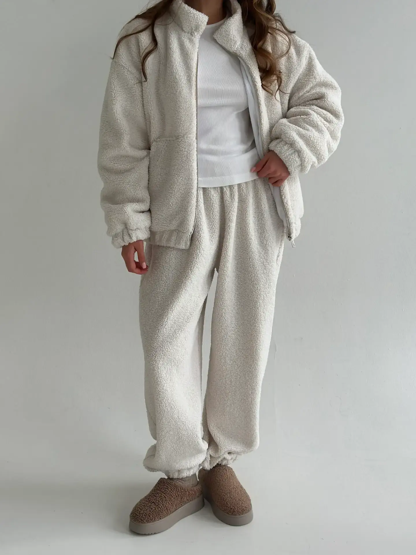 Костюм Тедді бомбер + штани білий (onesize)