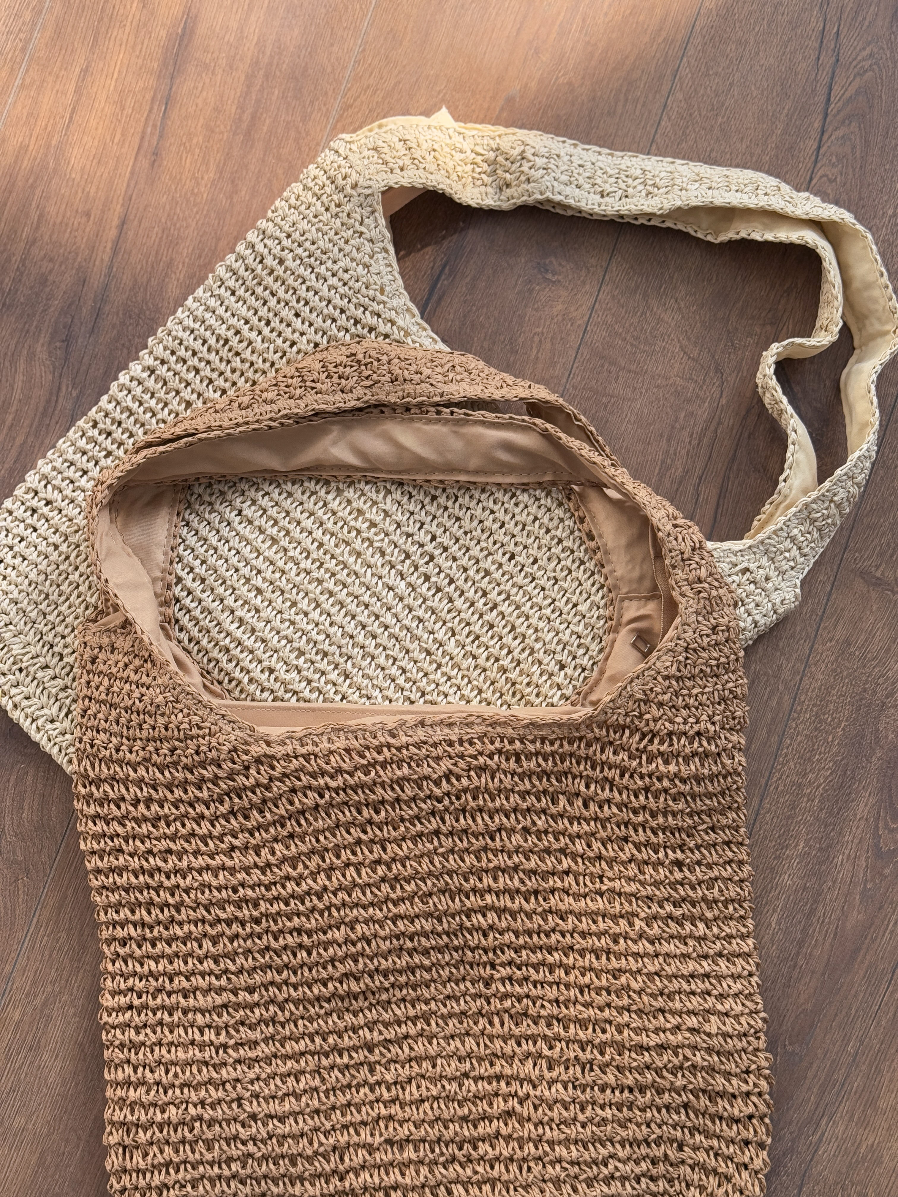 Шопер плетений карамель  