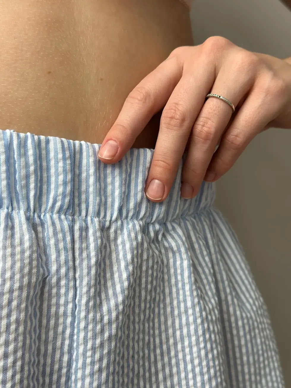 Прев'ю: Бавовна жатка Костюм сорочка та шорти біла смужка на блакитному