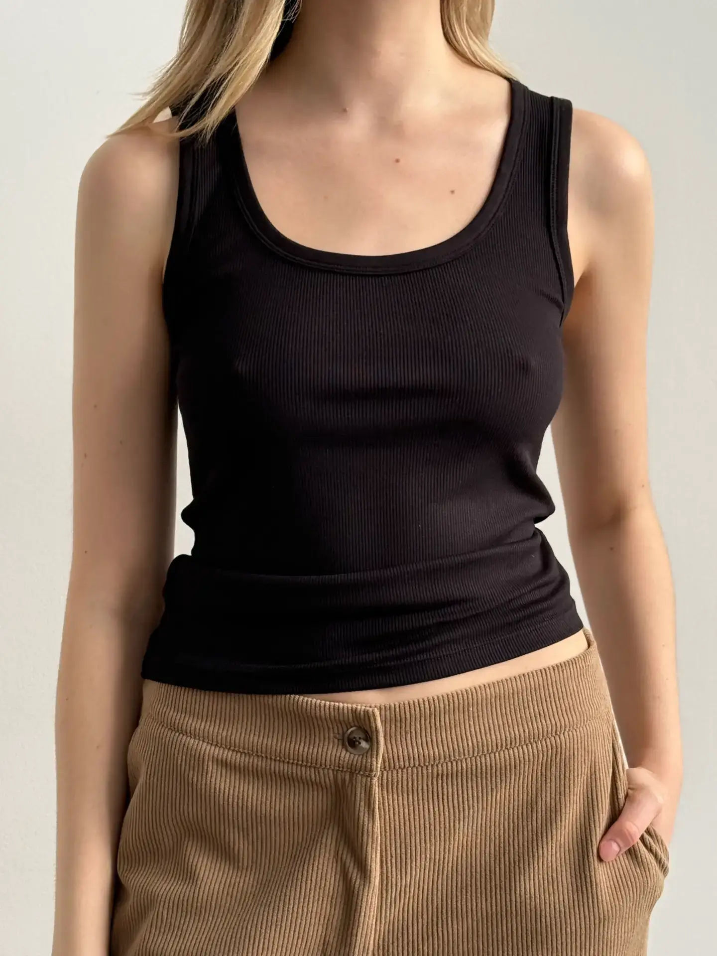 Майка базова рубчик  чорна