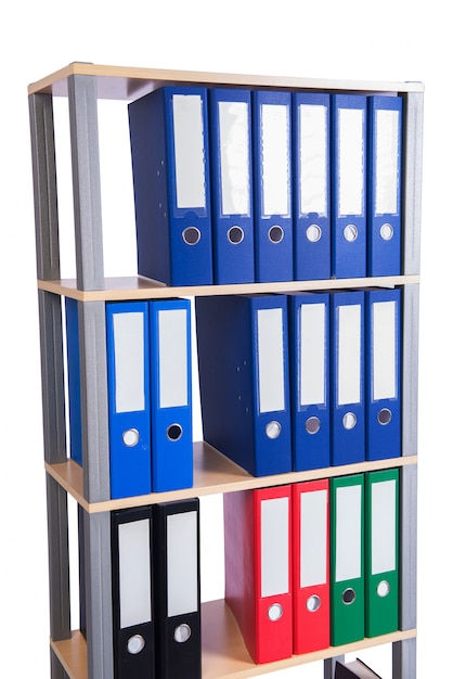 Many binder folders on the shelf Premium Photo