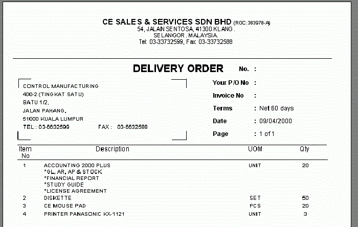 contoh delivery order