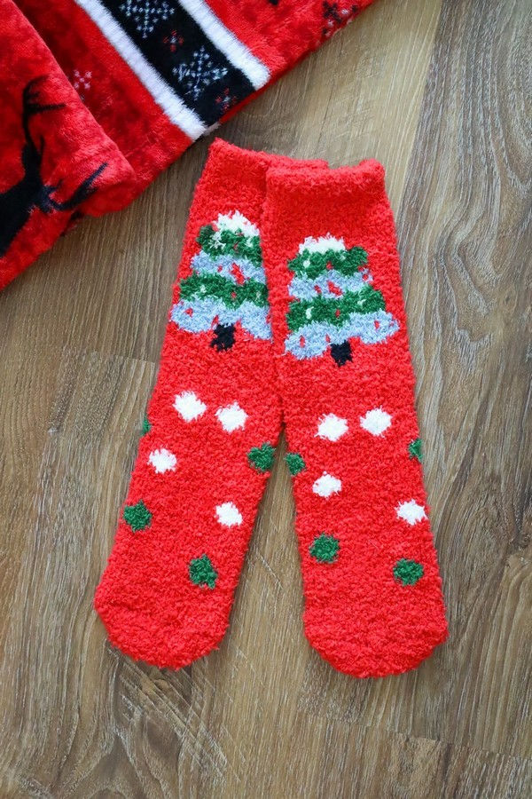 Thumbnail: 6 Pack Fuzzy Christmas Socks