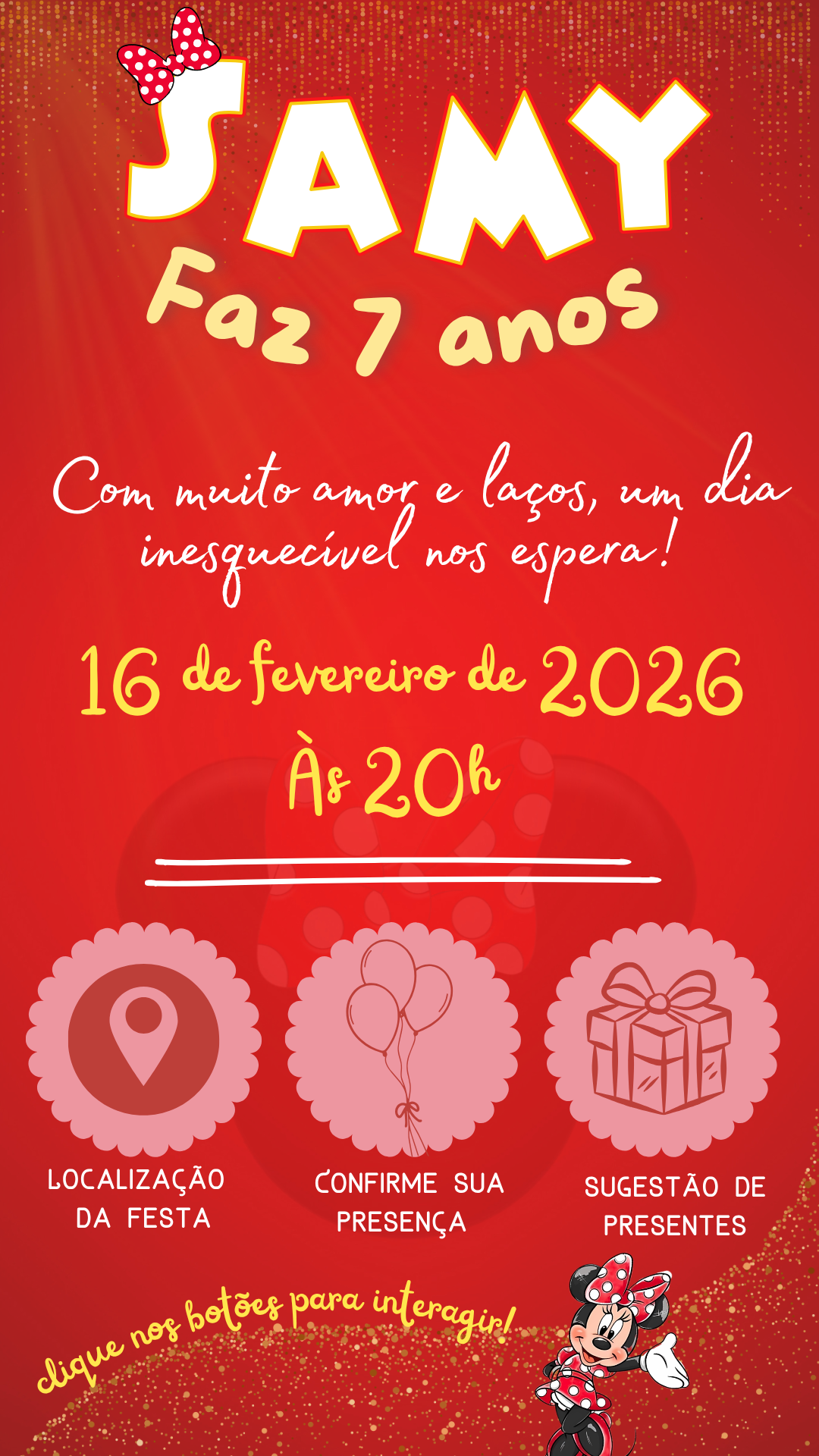Convite Infantil Minnie Interativo